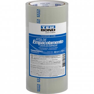 Fita adesiva, 48 mm x 40 m, transparente, embalagem com 4 rolos, 66254430968 TEKBOND