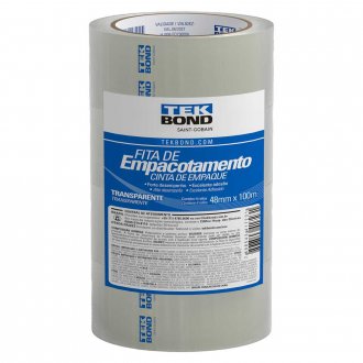 Fita adesiva, 48 mm x 100 m, transparente, embalagem com 4 rolos, 17000013919 TEKBOND