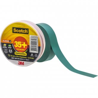 Fita isolante verde, 19 mm x 20 m, Scotch 35+, HB004482533, 3M
