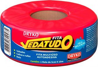 Fita adesiva imperme�vel com manta asf�ltica, 5 cm x 10 m, Vedatudo Alum�nio, DRYKO