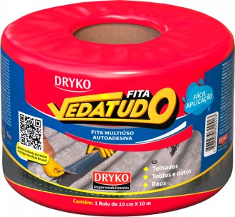 Fita adesiva imperme�vel com manta asf�ltica, 10 cm x 10 m, Vedatudo Alum�nio, DRYKO