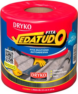 Fita adesiva imperme�vel com manta asf�ltica, 15 cm x 10 m, Vedatudo Alum�nio, DRYKO