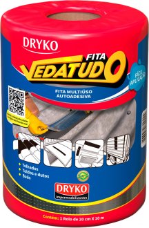 Fita adesiva imperme�vel com manta asf�ltica, 20 cm x 10 m, Vedatudo Alum�nio, DRYKO