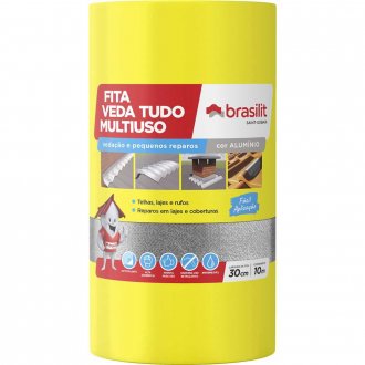 Fita autoadesiva com pel�cula em alum�nio, 30 cm x 10 m, VEDA TUDO BRASILIT QUARTZOLIT