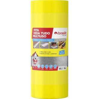 Fita autoadesiva com pel�cula em alum�nio, 45 cm x 10 m, VEDA TUDO BRASILIT QUARTZOLIT