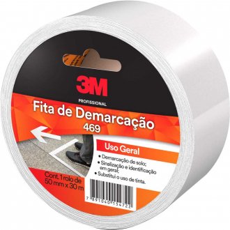 Fita adesiva para demarca��o, 100 mm x 30 m, branca, 471 3M