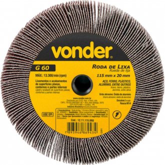 Roda de lixa, 115 mm x 20 mm, rosca M14, gr�o 60, VONDER