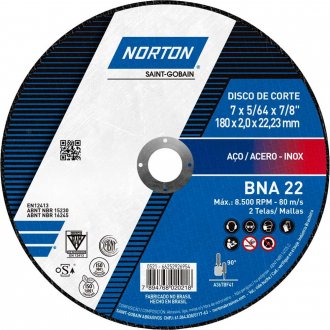 Disco de corte 177,8 mm x 2 mm x 22,23 mm, BNA22, NORTON