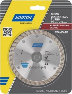 Disco diamantado turbo, 110 mm, furo 20 mm, linha standard, 70184633937 NORTON