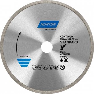 Disco diamantado liso, 230 mm, furo 22 mm, linha standard, 70184633941 NORTON