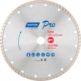 Disco de corte diamantado, 230 mm x 22,2 mm, turbo, 70184645811 NORTON