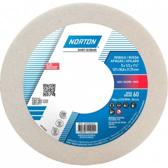 Rebolo copo reto 127 mm x 50,8 mm x 31,8 mm, 38A, gr�o 60, NORTON