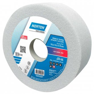 Rebolo copo reto 152,4 mm x 76 mm x 31,8 mm, 38A, gr�o 46, NORTON