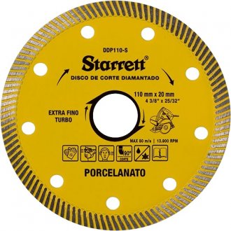 Disco de corte diamantado, 110 mm x 20 mm, extra fino turbo, DDP110-S STARRETT