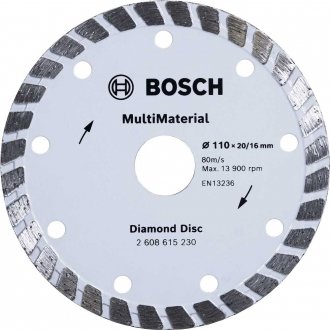 Disco de corte diamantado, 110 mm, multimaterial turbo, 2 608 615 230 BOSCH.