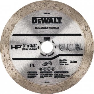 Disco de corte diamantado, 76,2 mm x 9,5 mm, cont�nuo liso, DW47350, DEWALT