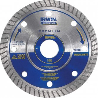 Disco de corte diamantado, 110 mm x 20 mm, Turbo Especial Porcelanato, 1778735 IRWIN