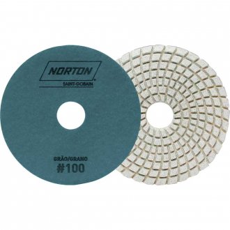 Disco de lixa diamantado flex�vel, com costado em pluma, 100 mm, gr�o 100, Brilho D'�gua, NORTON