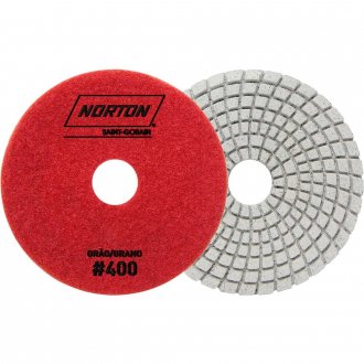 Disco de lixa diamantado flex�vel, com costado em pluma, 100 mm, gr�o 400, Brilho D'�gua, NORTON