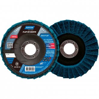 Disco de desbaste/acabamento, flap BEAR TEX, fibra, perfil c�nico, azul, fino, 4 1/2