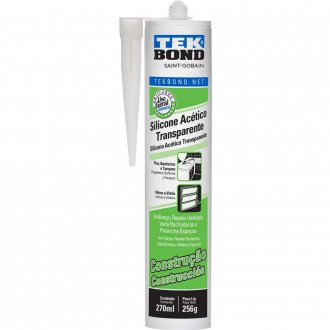 Borracha de silicone ac�tico, transparente, 256 g, TEKBOND