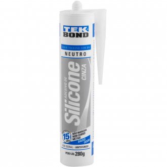 Borracha de silicone neutro, cinza, 280 g, TEKBOND