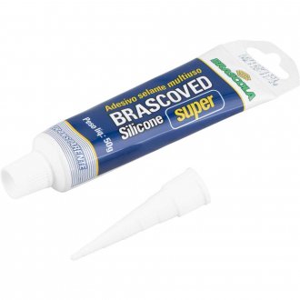 Borracha de silicone ac�tico, transparente, 50 g, 3020007, BRASCOLA