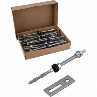 Conjunto haste M10 x 200 mm com suporte reto para painel solar, para madeira, VONDER