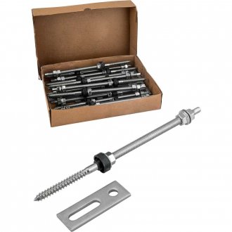 Conjunto haste M10 x 250 mm com suporte reto para painel solar, para madeira, VONDER