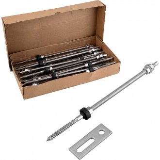 Conjunto haste M10 x 300 mm com suporte reto para painel solar, para madeira, VONDER