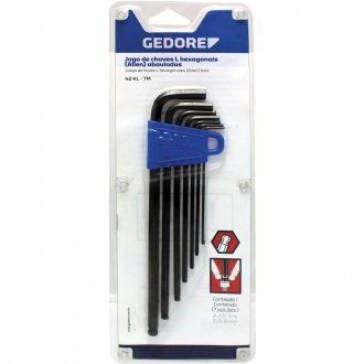 Jogo de chaves hexagonais (allen), abauladas longas, 2 mm a 8 mm com 7 pe�as, 012.955 GEDORE