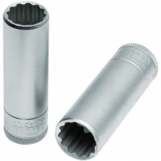 Soquete estriado longo 12 mm, com encaixe de 1/2