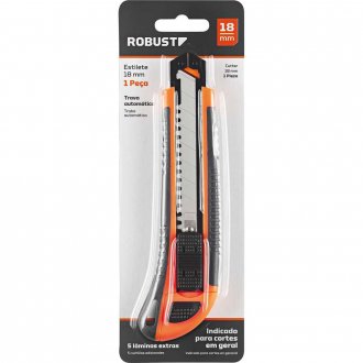 Estilete largo, cabo emborrachado, com 5 l�minas 18 mm, 3370139, ROBUST