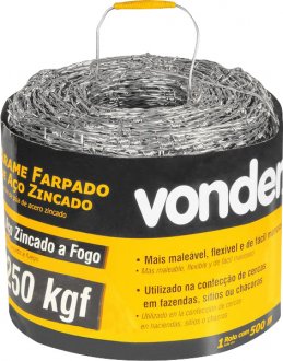 Arame farpado 250 kgf, 500 m, VONDER