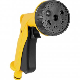 Esguicho pl�stico para jardim, 6 fun��es, engate 1/2