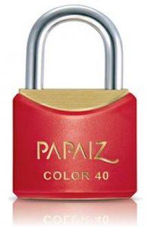 Cadeado de lat�o, corpo plastificado, 20 mm, Vermelho, PAPAIZ