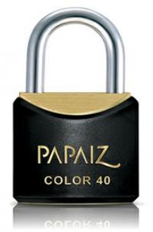 Cadeado de lat�o, corpo plastificado, 30 mm, Preto, PAPAIZ