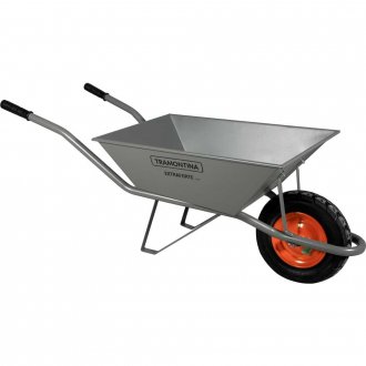 Carrinho de m�o com pneu e c�mara, ca�amba met�lica reta, 65 litros, 77714435 TRAMONTINA