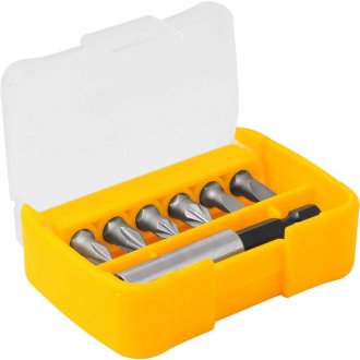 Jogo de bits/ponteiras, com 7 pe�as, encaixe sextavado 1/4