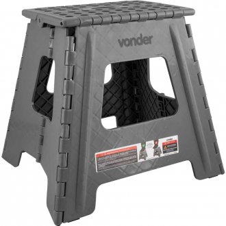 Banqueta pl�stica dobr�vel, cinza, altura 360 mm, VONDER