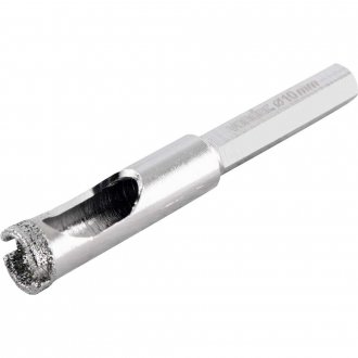 Serra copo diamantada 10 mm, refrigerada, com haste, VONDER