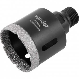 Serra copo diamantada, 51 mm, para esmerilhadeira, VONDER