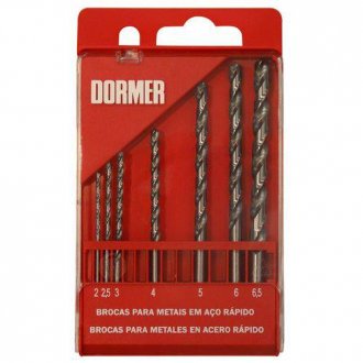 Jogo de brocas de a�o r�pido DIN 338, 2,0 mm a 6,5 mm, com 7 pe�as, A002 DORMER