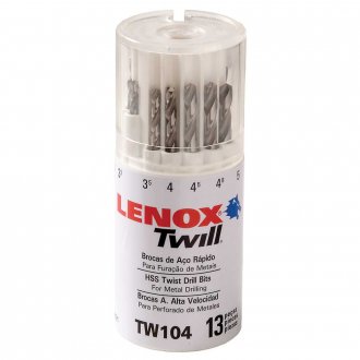 Jogo de brocas de a�o r�pido (HSS), DIN 338, 1,5 mm a 6,5 mm, 13 pe�as, TW104, TB14891 LENOX-TWILL