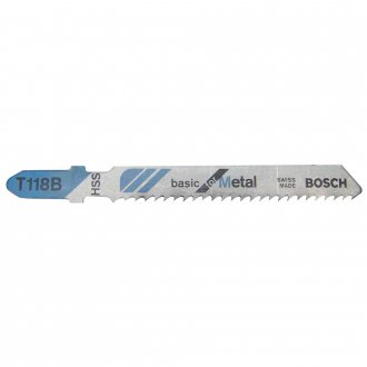 L�mina de serra tico-tico, T-118B, cartela com 5 pe�as, BOSCH