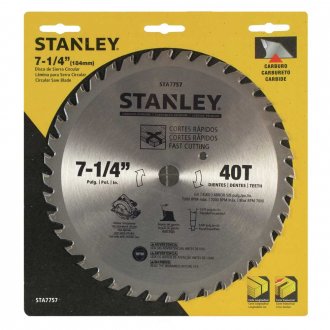 L�mina de serra circular com dentes de metal duro/v�dea, 184 mm x 16 mm, 40 dentes, STANLEY