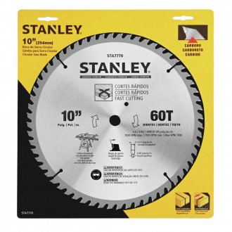 L�mina de serra circular com dentes de metal duro/v�dea, 254 mm x 16 mm, 60 dentes, STANLEY