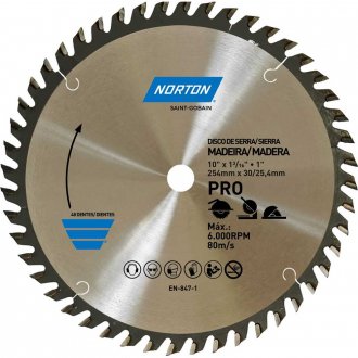 L�mina de serra circular, 254 mm, furo 30 mm/25,4 mm, 48 dentes, 70184632483 NORTON