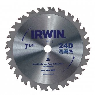 L�mina de serra circular com dentes de metal duro, 184 mm x 20 mm, 24 dentes, IW14107 IRWIN