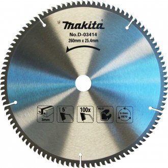 L�mina de serra circular com dentes de metal duro, 260 mm x 25 mm, 100 dentes, MAKITA
